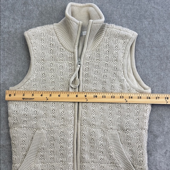 Athleta Knit Sweater Vest Full Zip with pockets Cream Beige Womens small - Picture 4 of 7